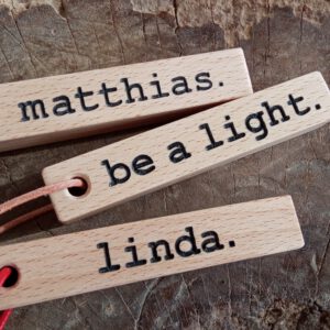 Personalisierter Schlüsselanhänger mit Spruch und Name
